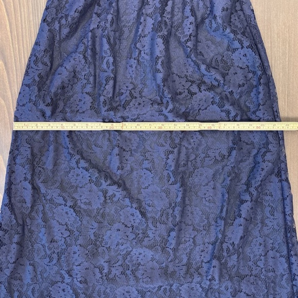 Amsale Dress Women's Size 8 Navy Blue Lace Floor Length Classic Formal‎ Gown - Picture 14 of 16